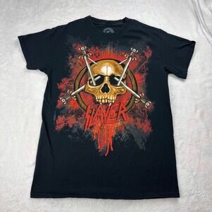 Slayer Skull Swords Graphic T-Shirt Black Mens Small Cotton Rock Band Tee